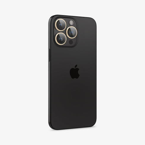 AGL07163 - iPhone 15 Pro / 15 Pro Max Optik Pro Lens Protector in natural titanium showing the device